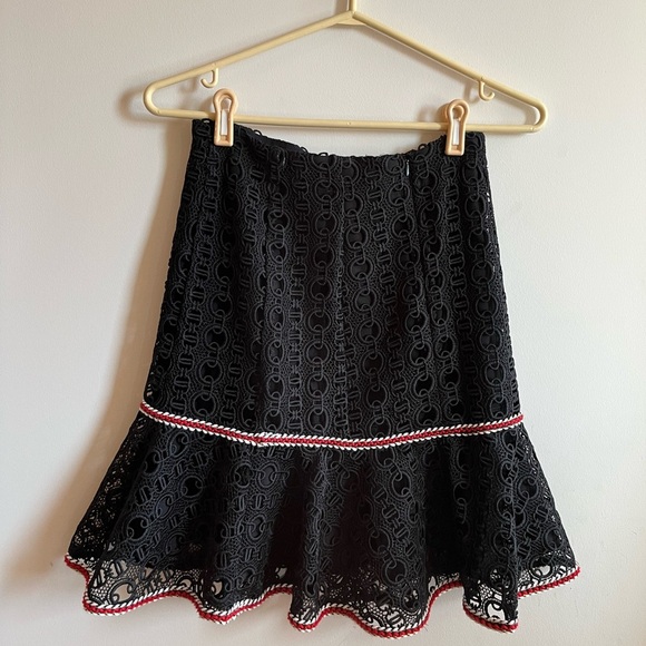 SANDRO Richard Chain-link Lace Skirt In Black - Picture 6 of 11